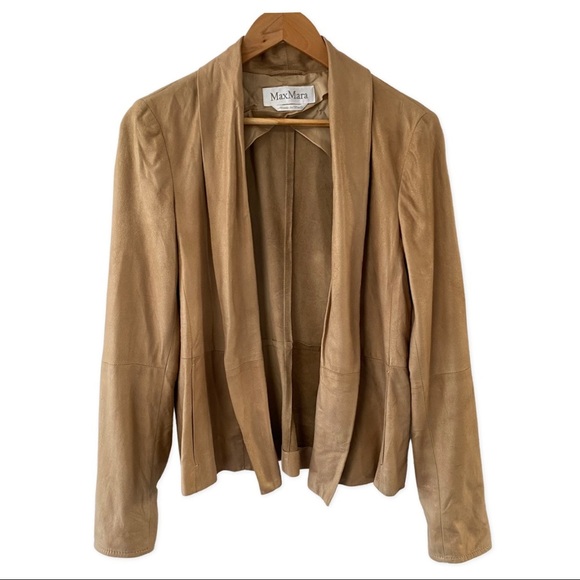MaxMara Tan Open Front Leather Blazer US12 ($1050)